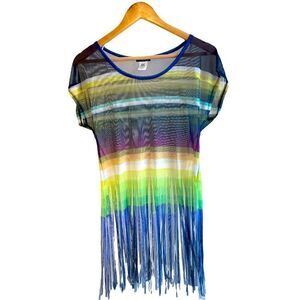 Siren Lily Fringe Multicolored Shear Top Medium